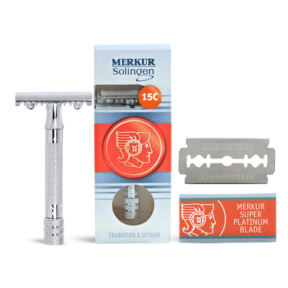 Merkur 15C Double Edge Safety Razor, Open Tooth Comb, Chrome