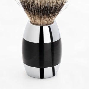 Merkur Shaving Brush, Badger Hair, Silver Tip, Bright Chrome / Black, MK-120011