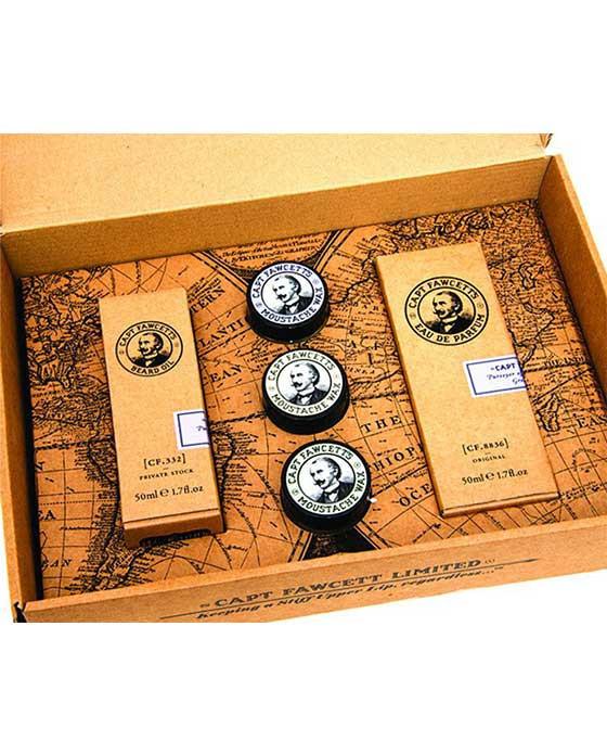 Captain Fawcett's Perfum, Wax & Beard Oil Gift Set, Mustache Wax