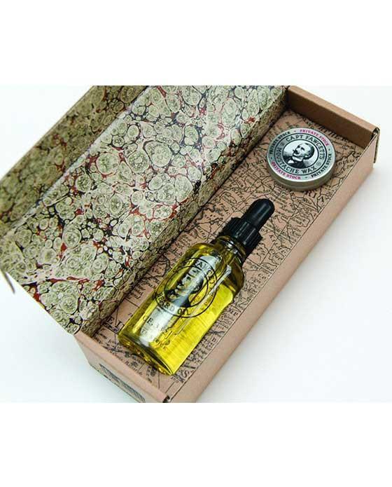 Captain Fawcett's Private Stock Beard Oil & Moustache Wax Gift Set, Beard Care