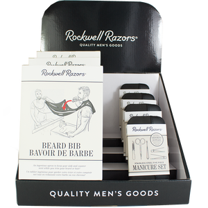 Rockwell Razors Beard Bib and Manicure set Display Bundle, Retail Displays