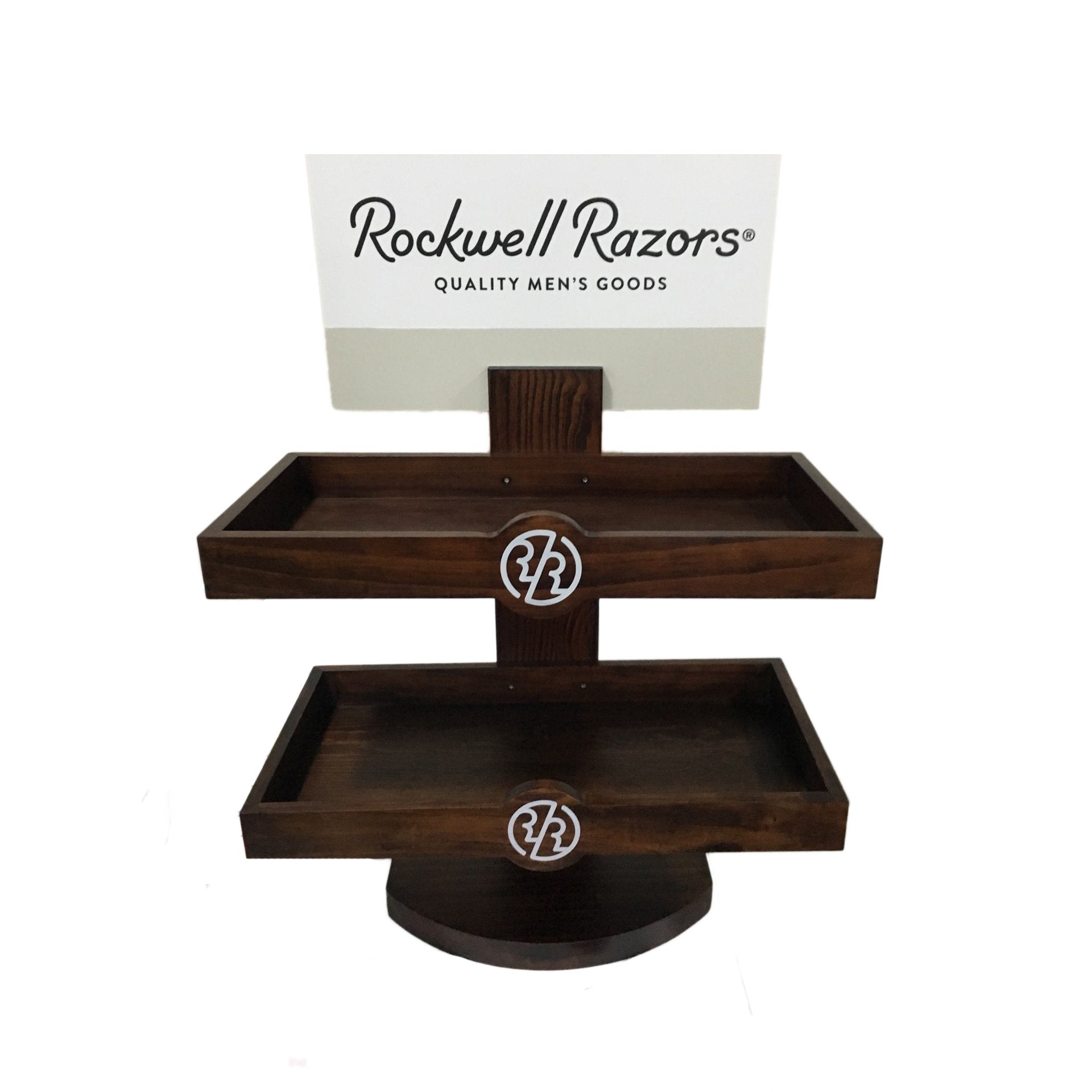 Rockwell Razors Empty Retail Two-Level Wood Display, Retail Displays